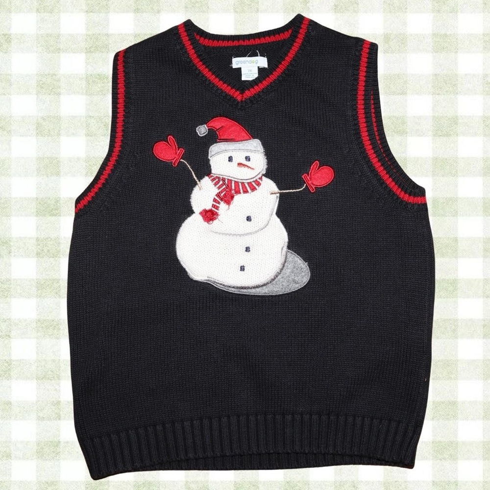 Black Snowman Sweater Vest